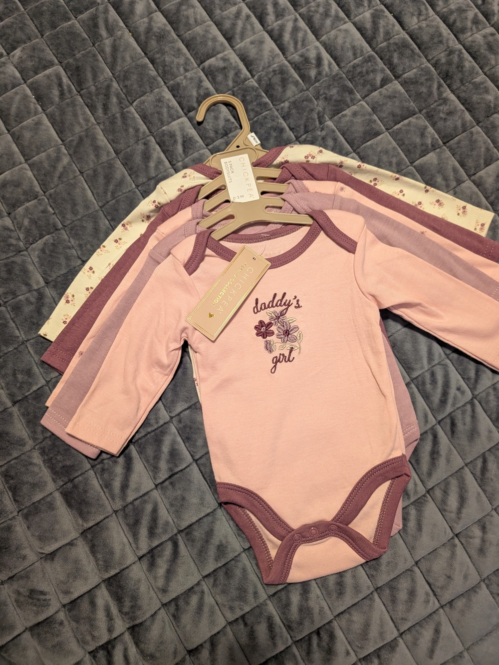 Pink Floral 'Daddy's Girl' Long-Sleeve Onesie Set
